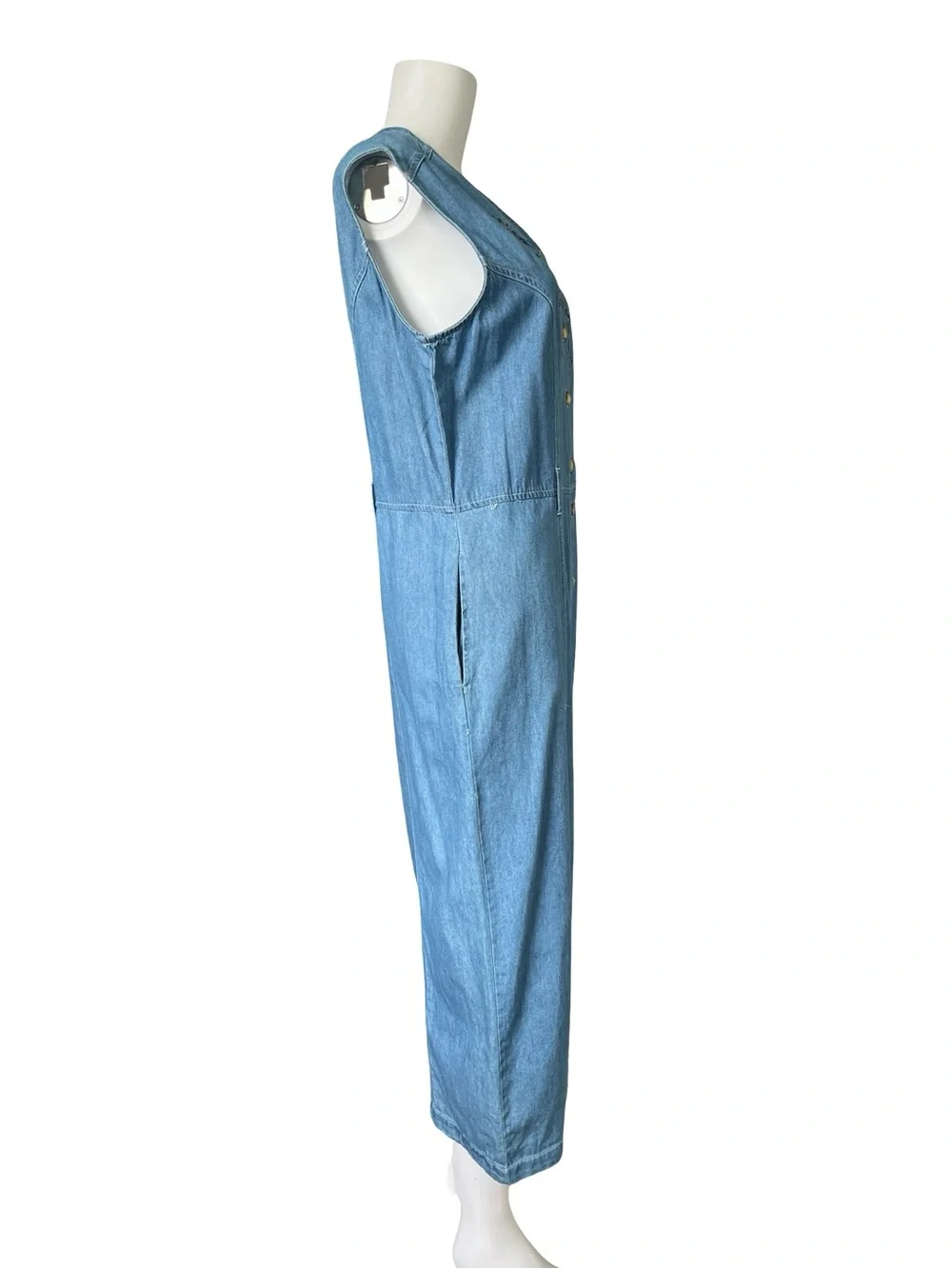 Vitnage 90s Capacity Midi Dress Button Front Sleeveless Cottagecore Size Medium